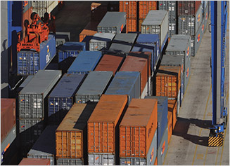 International shipping containers at port